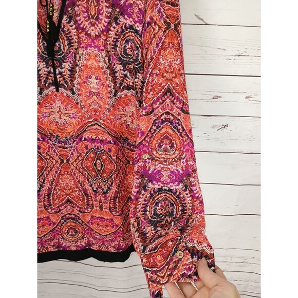 Rafaella Womens Boho Style Blouse Size XL Paisley Pattern V-Neck Long Sleeve Top - Picture 4 of 7